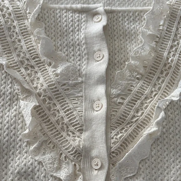 Pilcro from Anthropologie Cream Lace Detail Women's Blouse - Picture 5 of 8